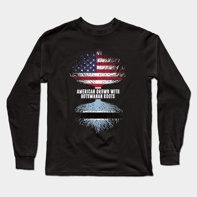 American Grown with botswanan Roots USA Flag Long Sleeve T-Shirt by silvercoin
